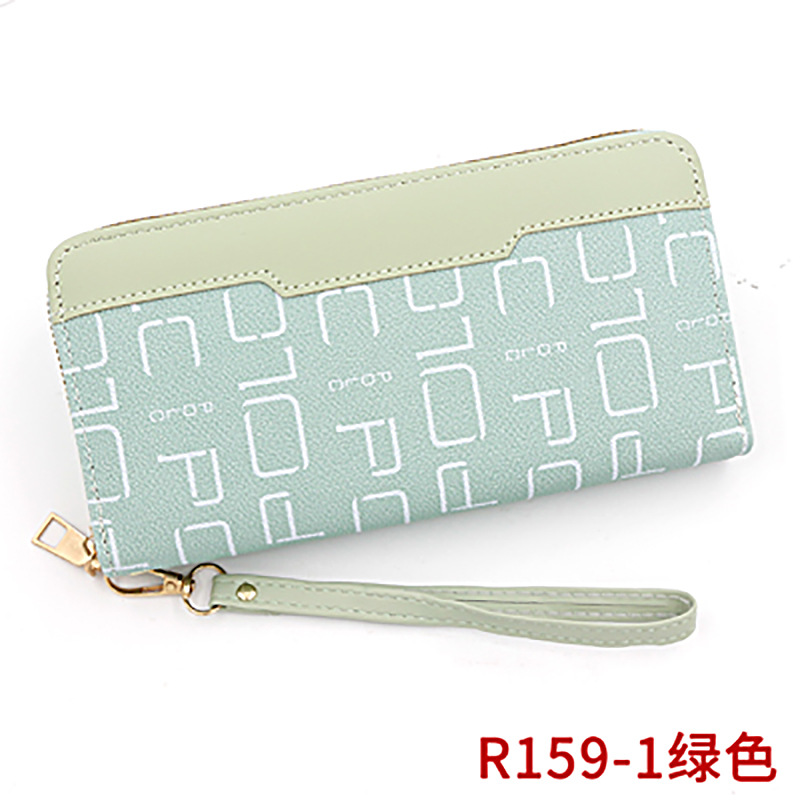 De las mujeres de estilo coreano simple cartera larga cremallera Cartera de cuero de color a juego de moda moneda monedero titular de la tarjeta bolso