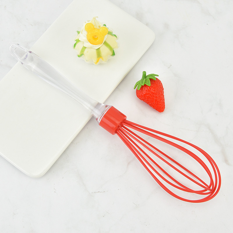 Batidor manual de color, mango de silicona transparente creativo, batidor de crema batida de harina, batidor de espuma