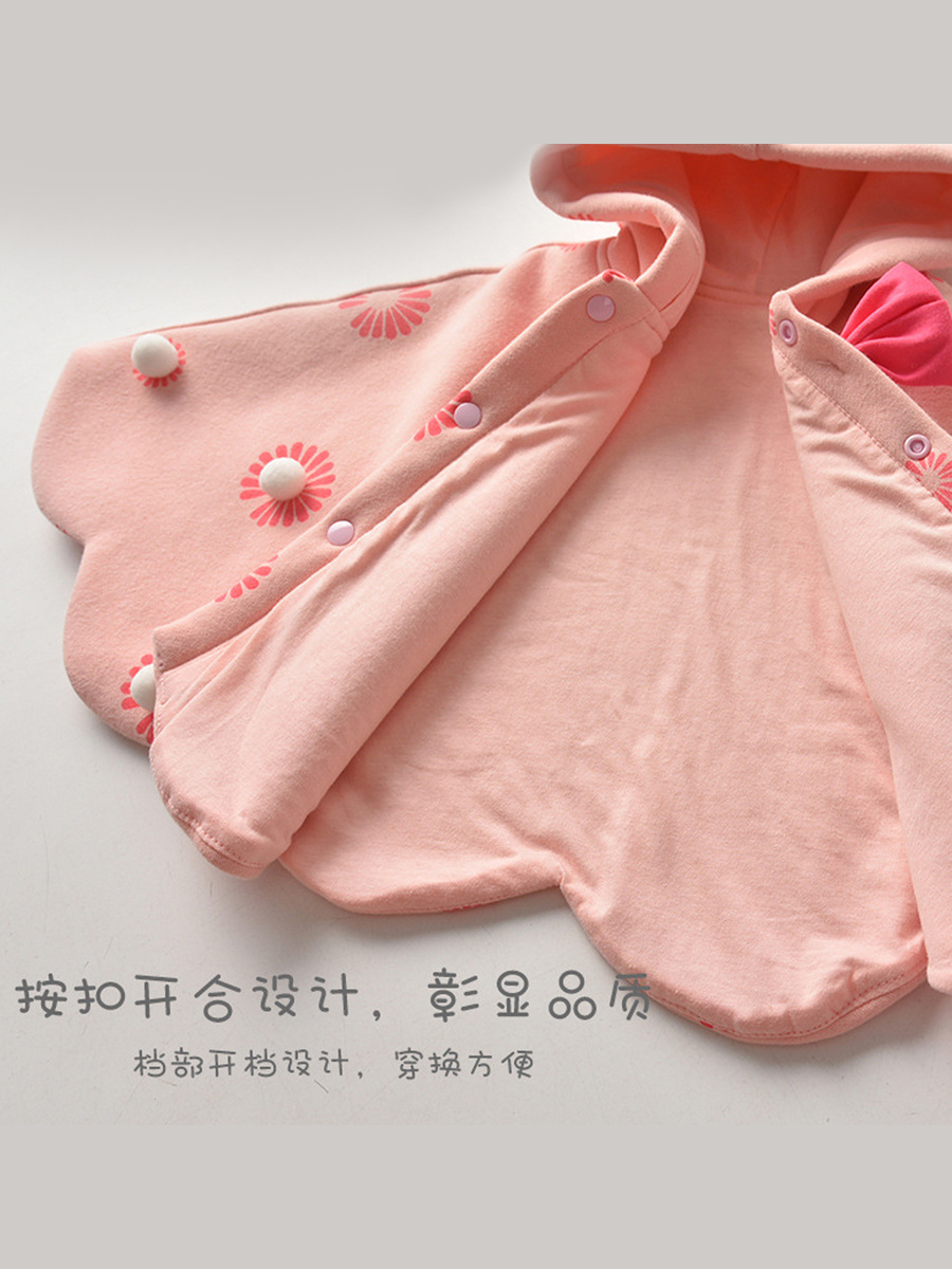 Baby Cloak Girls Cape Style Autumn and Winter Clothing Kidsren's Shawl Style Hooded Outing Windproof Baby Quilt Print