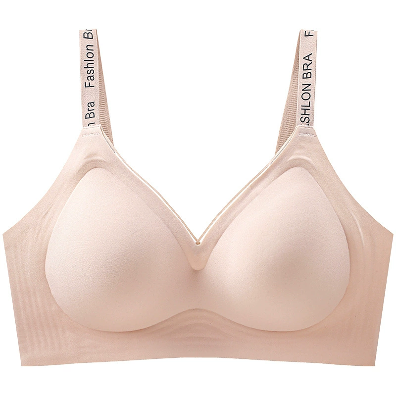 Underwear, breathable push up bra, straps with letters, silk bra top