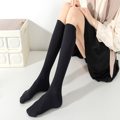 JK knee socks solid black and white plus thick vertical stripes slimming autumn and winter stackable calf two-way wear pressure socks Japanese style
