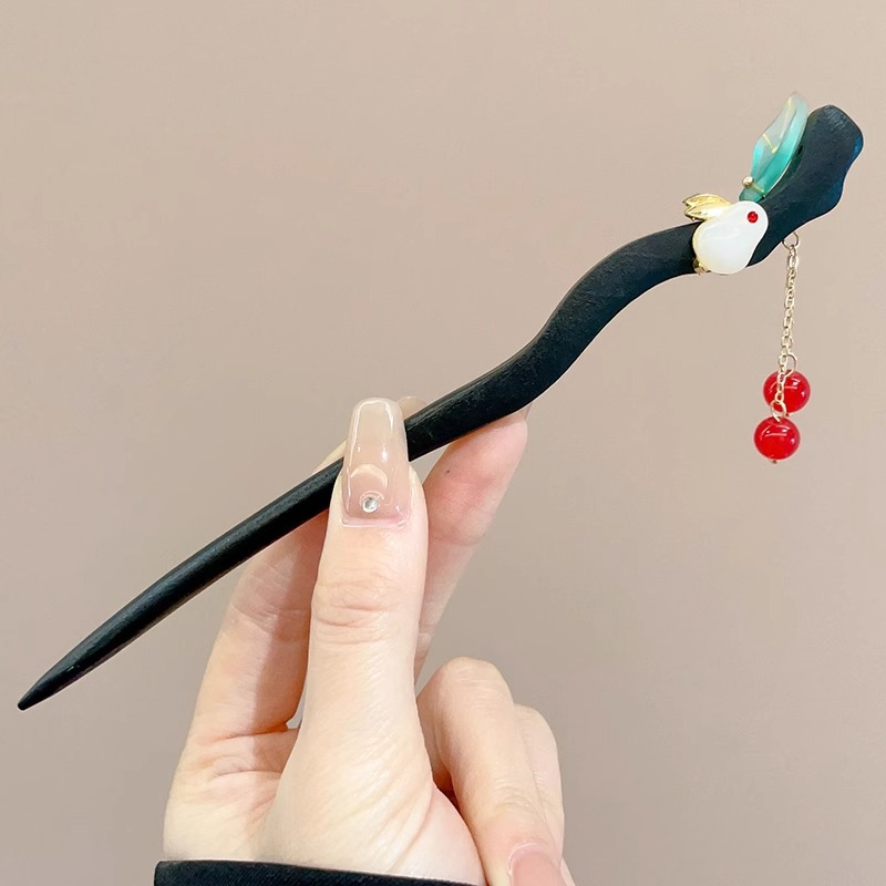 Horquilla de flores con flecos de estilo antiguo, temperamento femenino de alto nivel, escalón, horquilla de Hanfu, horquilla de cabello en la parte posterior de la cabeza, tocado de horquilla