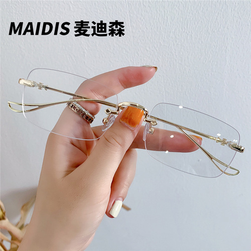 Jet 3519 new small frame myopia glasses metal marine sunglasses small square frame frameless simple sunglasses