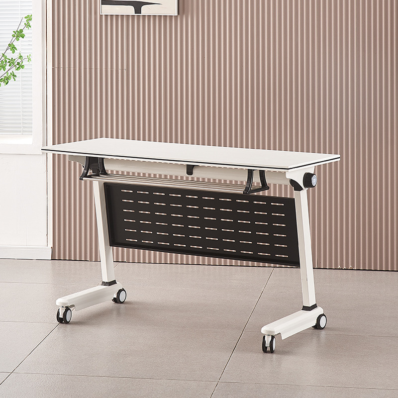 Folding training table, movable and connectable school tutoring classroom desk combination desk with wheels, flip-over long table