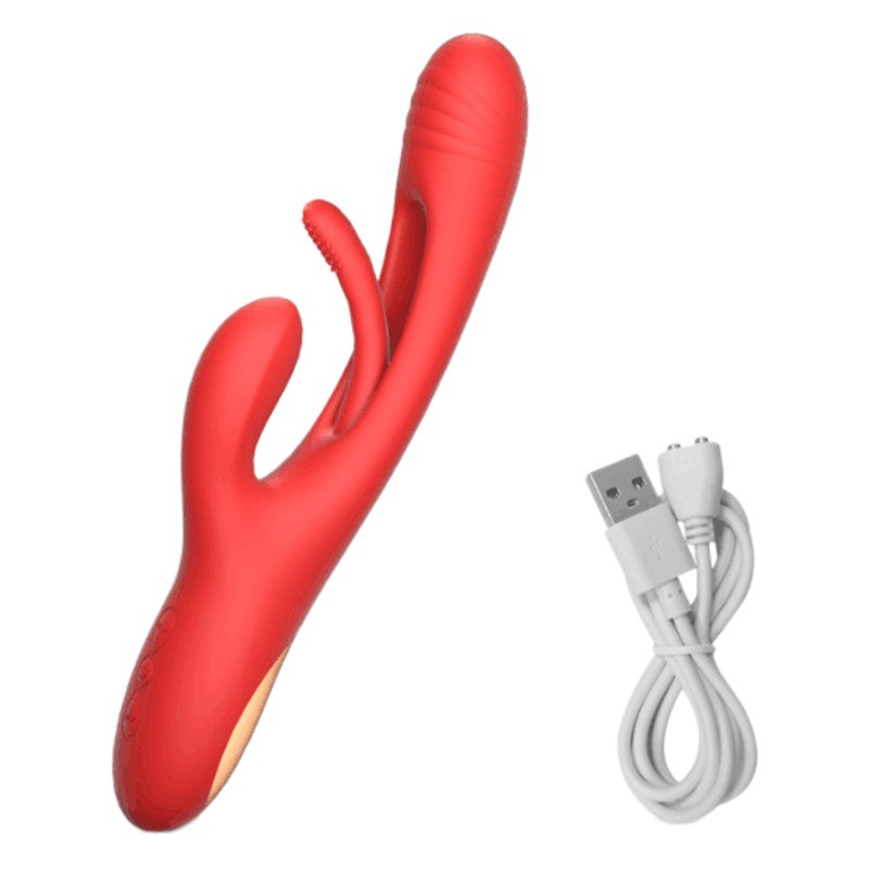 Vibrador de punto G con función de penetración automática, estimulación hueca, dorado, para la mano derecha.