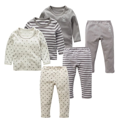 Distribution of elastic ribbed cotton for small and medium-sized children in spring, autumn and winter thin boys' bottoming home long-sleeved trousers suit