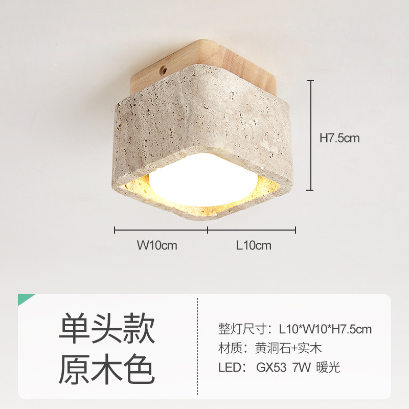 Estilo de seda cueva amarilla lámpara de techo de piedra Arte Creativo nórdico lámpara de techo pasillo japonés entrada B & B balcón