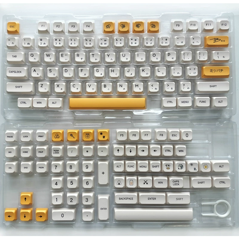 180‑ключевой набор клавиш PBT для сублимации, профиль XDA, цвета Honey Milk, многоязычные надписи