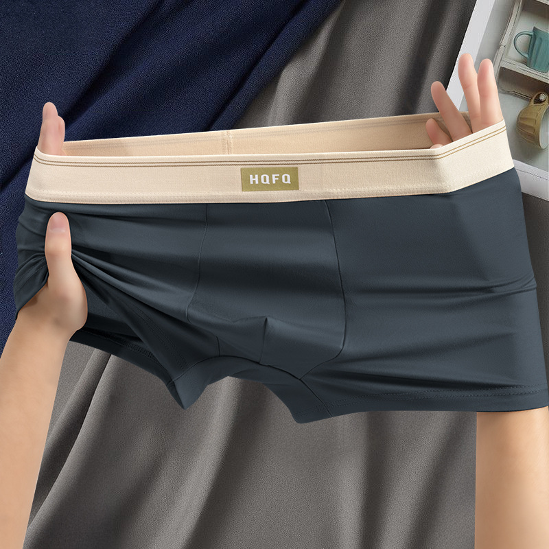 Verano 2025 nueva ropa interior masculina antibacteriana y transpirable de clase 7A color sólido, suelta y cómoda, más grasa y ropa interior masculina