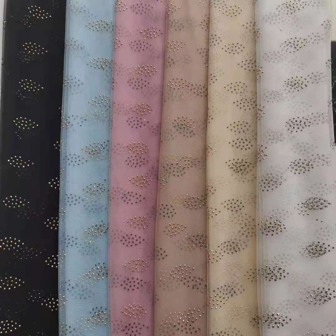 新品现货~好品质锦6420网橄榄球玫瑰金色烫钻 小清新仙美网纱面料