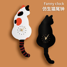 猫尾钟微博同款日本会动的仿真尾巴猫咪钟摇尾钟挂钟创意钟表摆钟