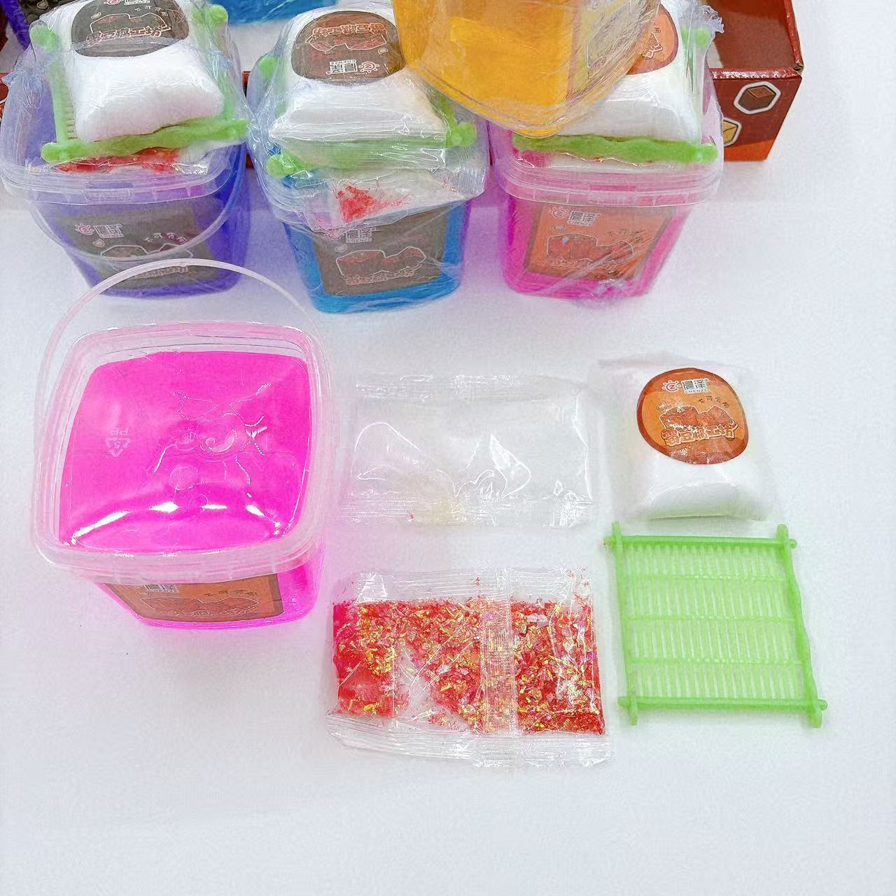 Nuevo barro de cristal simulación de tofu paquete de materiales juguetes infantiles hechos a mano DIY para jugar interactivo en casa