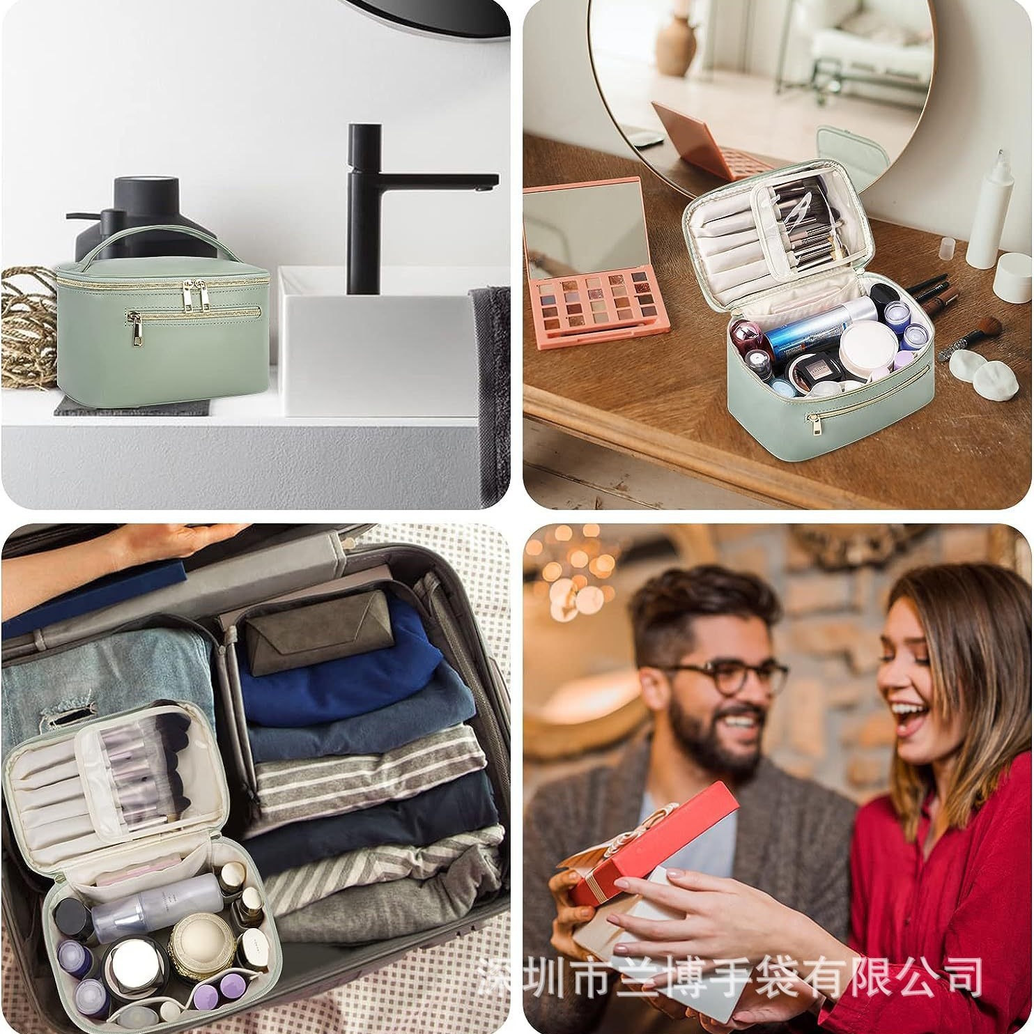 Nueva bolsa de cosméticos portátil transfronteriza impermeable de cuero de la PU bolsa de lavado multifuncional de gran capacidad bolsa de almacenamiento de viaje