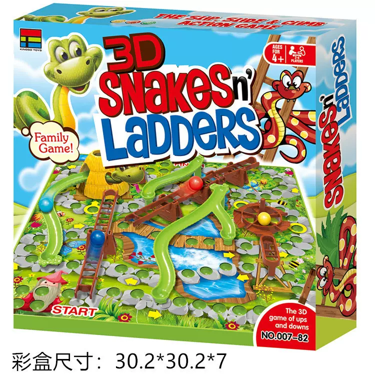 外贸英文桌游儿童创意3D蛇棋游戏DIY立体蛇梯棋亲子互动桌面玩具
