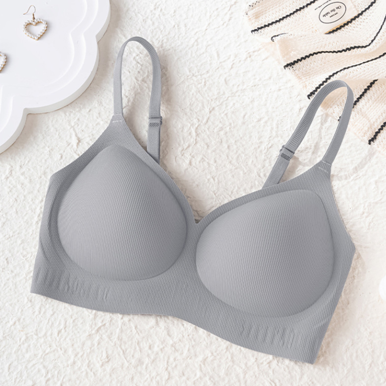 Nueva ropa interior de soporte suave de rosca para mujeres verano sin marcas sin anillo de acero sujetador se reúne contra la caída sujetador delgado