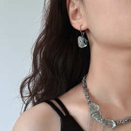 秋冬新款饰品天然海胆石串珠项链女高级感海蓝宝流苏吊坠锁骨链