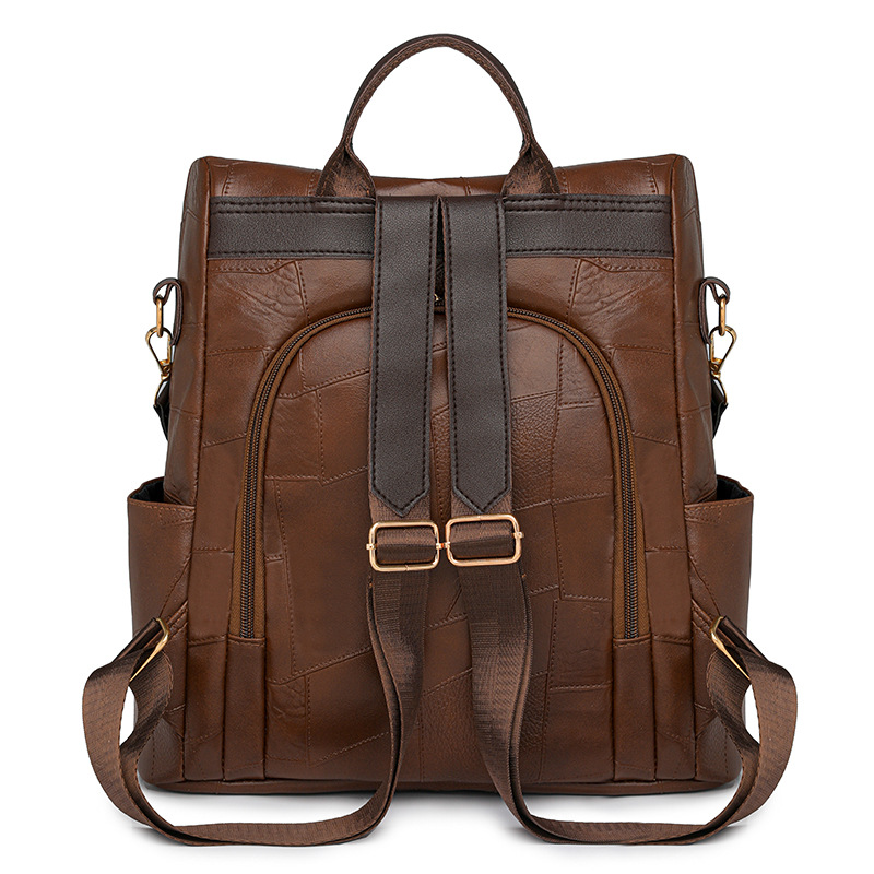 Mochila de mujer de todo fósforo 2024 nueva mochila de gran capacidad de moda casual para mujer bolso de viaje antirrobo de cuero suave para mujer