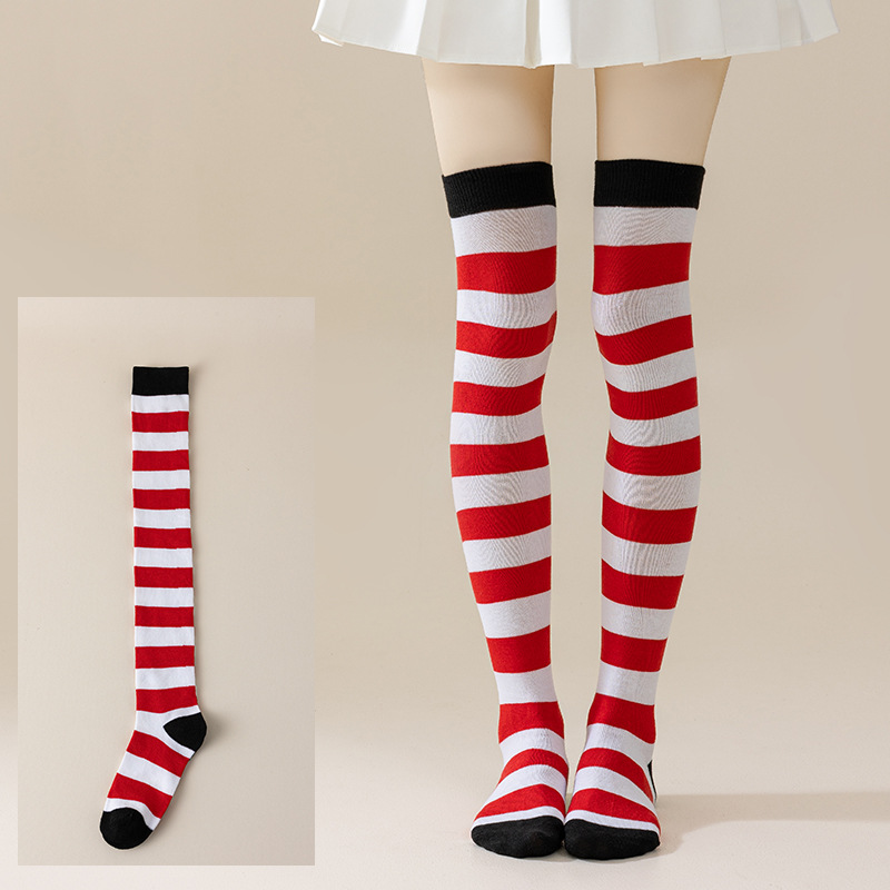 Calcetines Largos Bucaneras a Rayas para Mujer de Poliéster y Spandex, Absorción del Sudor, para Cosplay image 43