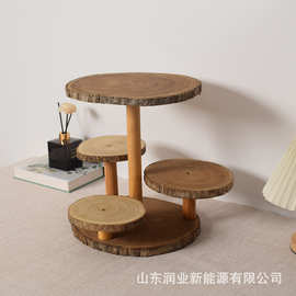 实木4 层圆形蛋糕纸杯蛋糕架结婚生日派对甜品展示装饰架蛋糕塔架