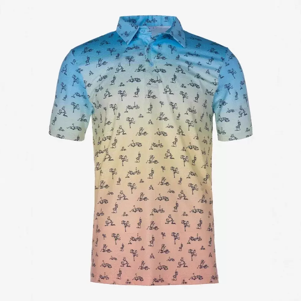 2025秋冬新款男装上衣3D数码印花圣诞图案休闲时尚Polo衫