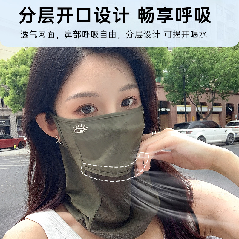Summer New Camouflage Military Retro Neck Protection Sunshade Anti-Uv Mask Breathable One-Piece Ice Silk Sunscreen Mask