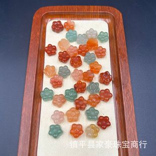 Natural Gold Silk Jade Plum Blossom Beads Yellow Red Patek Lucky Flower Through-hole Bracelet Bracelet Necklace DIY Accessories