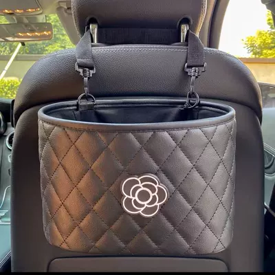 storage bag hanging pocket multifunctional: Car storage bag/box - storage-bucket-leather-black-camellia