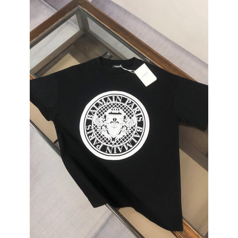 Balmain Balmain Spring and Summer New Chest Printed Iogo Round Neck Short-Sleeved T-Shirt Men's Casual All-Match Tops