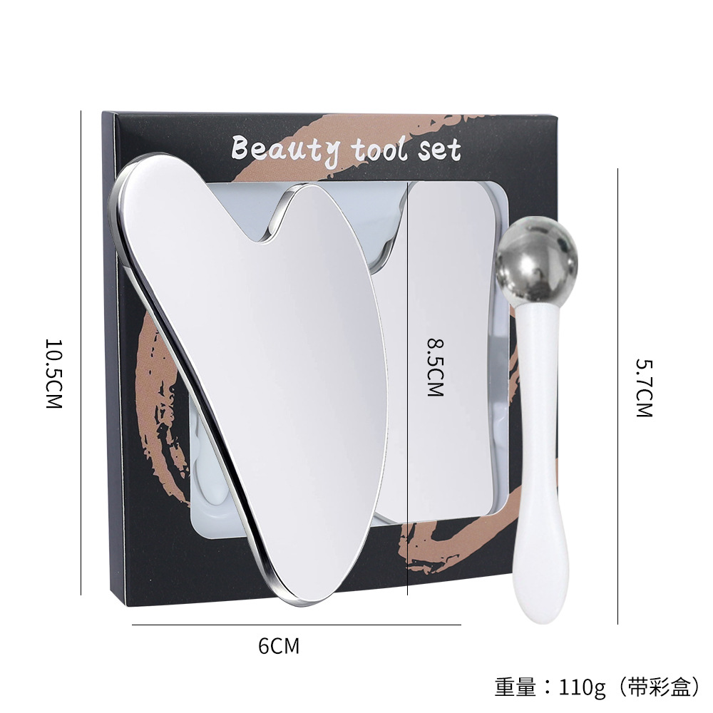 Cross-border especial para herramientas de belleza facial conjunto de corazón 304 acero inoxidable placa de masaje LM el mismo tipo de crema de ojos masaje varilla