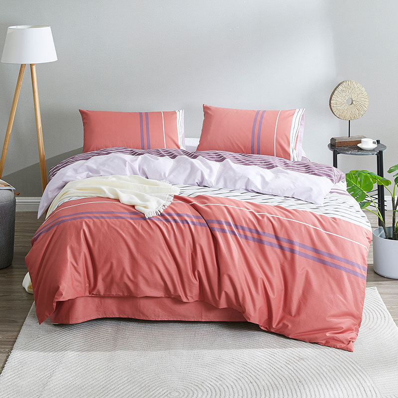 罗莱生活出品lovo家纺床单被套可水洗纯棉四件套礼品一件代发时尚