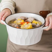 日式双耳汤碗家用2024新款大号盛汤大碗泡面碗8英寸餐具陶瓷批发