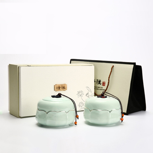 Ceramic Tea Canister Gift Box Sealed Canister Household Tea Storage Can Storage Jar Porcelain Can Green Tea Black Tea Pu-erh Tea Storage Can Wholesale