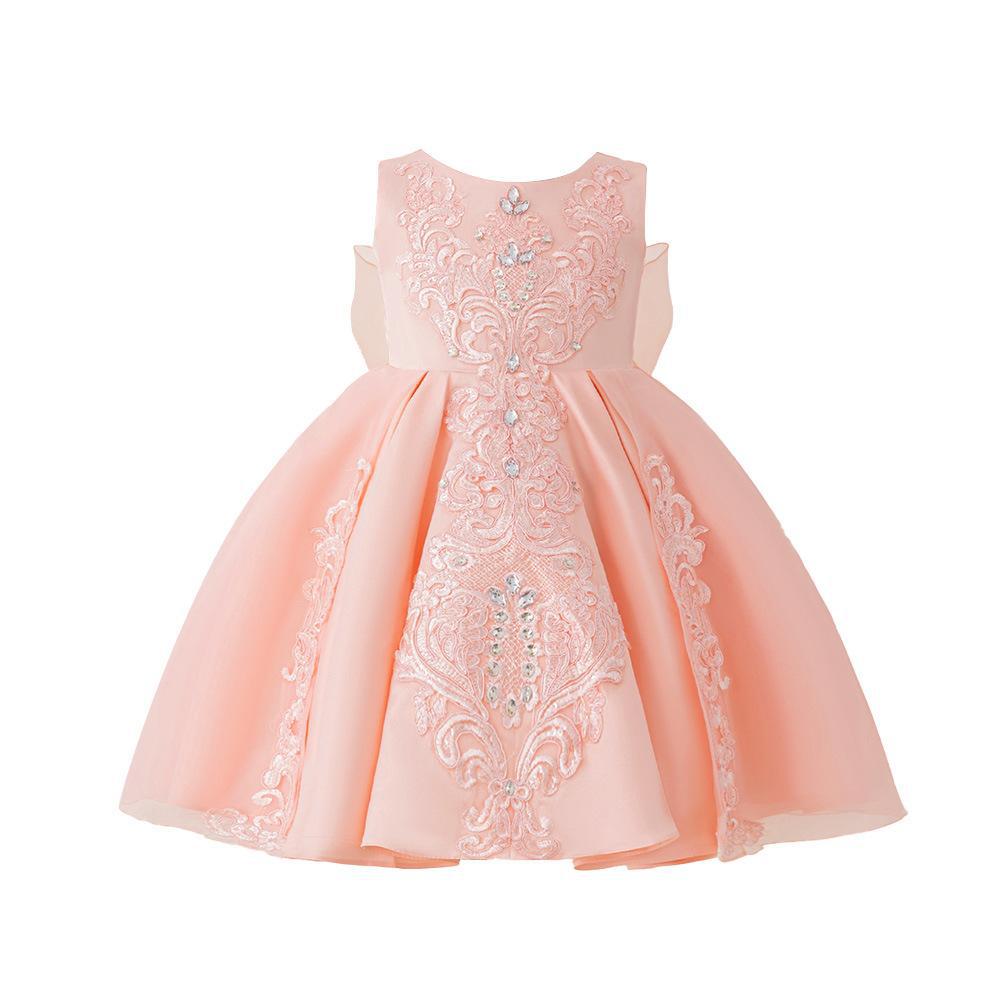 Ropa de niños nuevo vestido de bebé bordado vestido de princesa vestido de aniversario de boda vestido de flores vestido