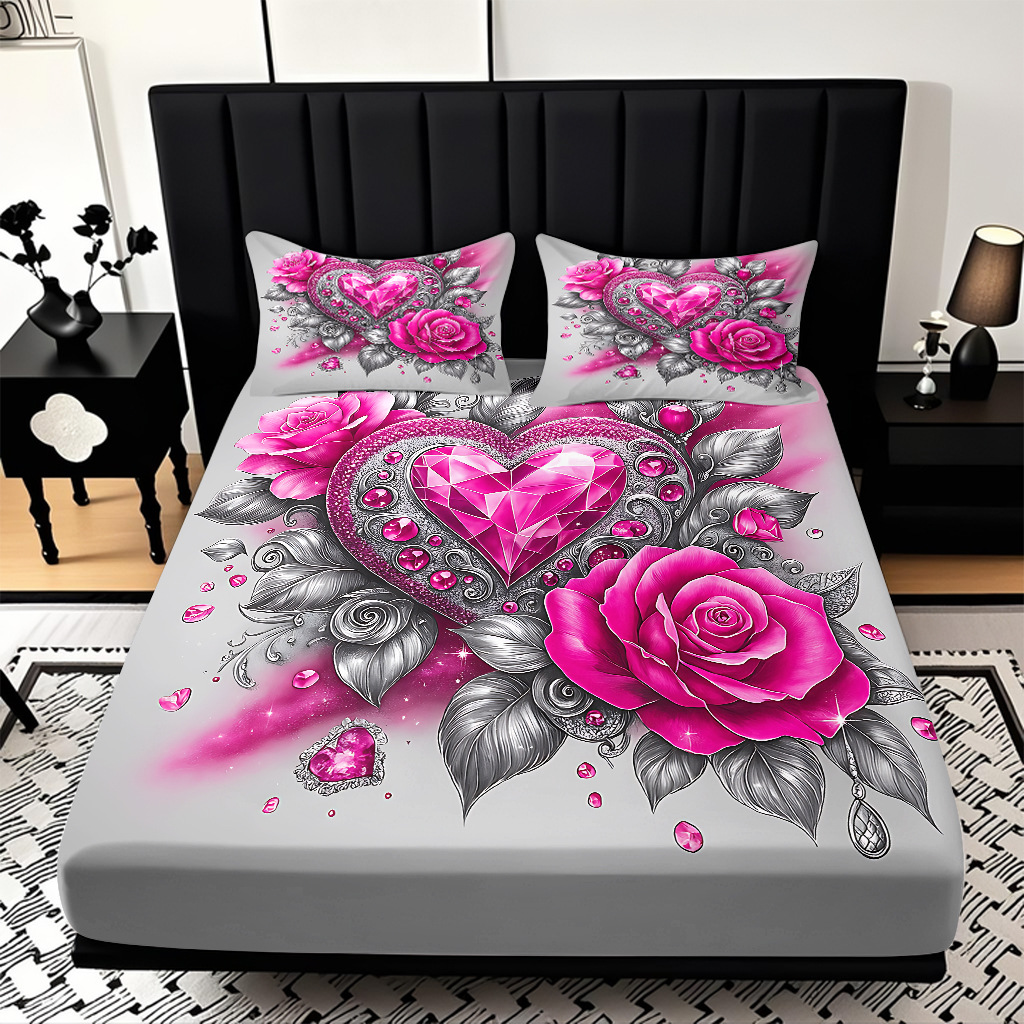 TEMU / JIT serie de flores de rosa multicolor 3D impresión digital set de cama para diseñar el fabricante de la fuente