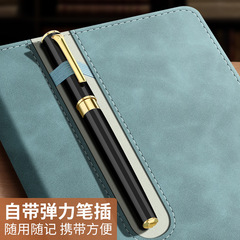 2024 New Skin-Friendly Leather Surface Laptop with Built-in Pen Holder, Cross-Border Hot Selection Business Simple Office Notebook Can Be Printed