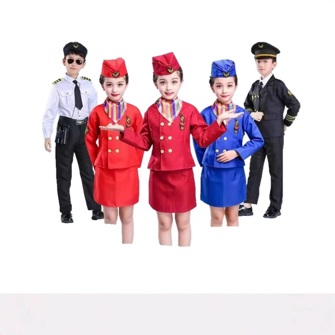Детский костюм стюардессы, новый британский костюм, двухкомпонентный костюм для мальчика, костюм капитана, костюм стюардессы, костюм для выступлений, оптом