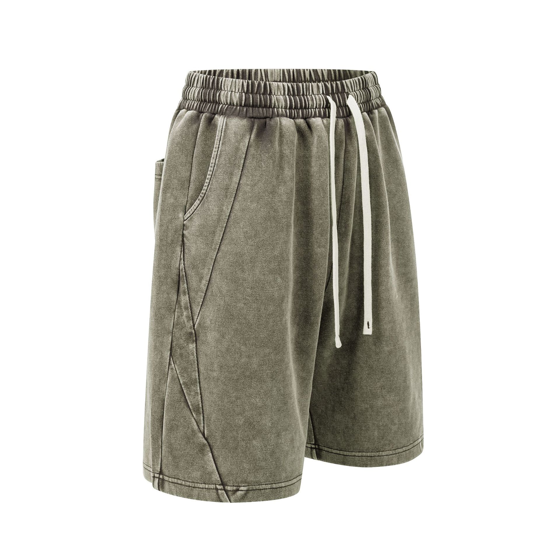 Chain tide hombre hace viejos pantalones cortos casuales de verano pesados pantalones cortos tiñidos lavados con agua pantalones cortos retro americanos pantalones cortos de hombre