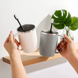 不锈钢漱口杯简约牙刷杯带柄洗漱杯ins牙缸 刷牙杯子高级感畅销品