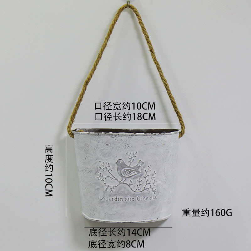 Retro hierro forjado pared flotante canasta de flores canasta de flores decoración de pared jardín patio balcón interior pared colgante barril