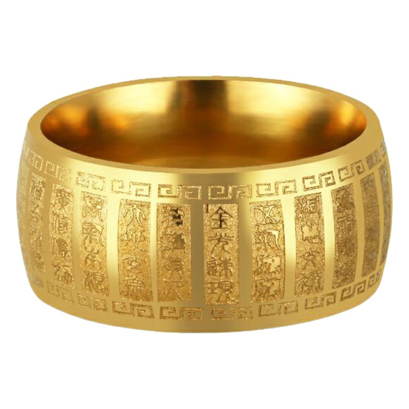 Anillo de sello caliente transfronterizo de acero inoxidable joyería de los hombres anillo de mantra de corazón de acero de titanio anillo de tirón dominante de los hombres