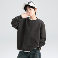 男童秋装假两件毛衣2025新款秋季针织衫上衣中大儿童男孩春秋款潮