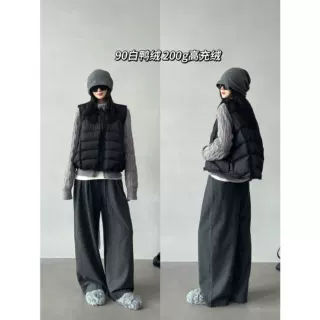 南鱼 可溯源立领90白鸭绒轻薄排骨羽绒马甲内胆羽绒服女叠穿背心
