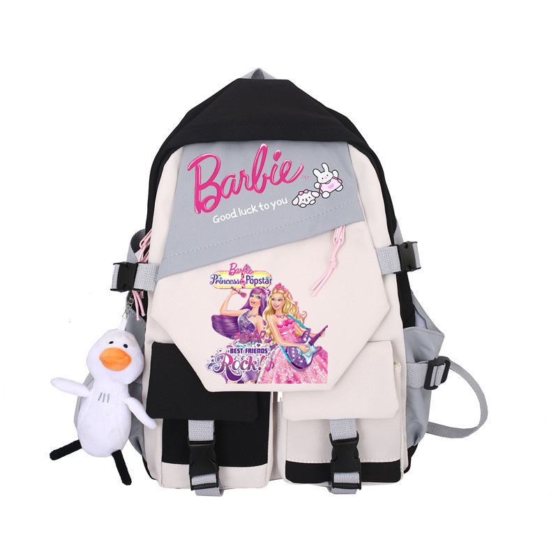 Cross-border new barbie student backpack barbie Princess printed schoolbag large capacity computer backpack Cross-border new barbie student backpack barbie Princess printed schoolbag large capacity computer backpack