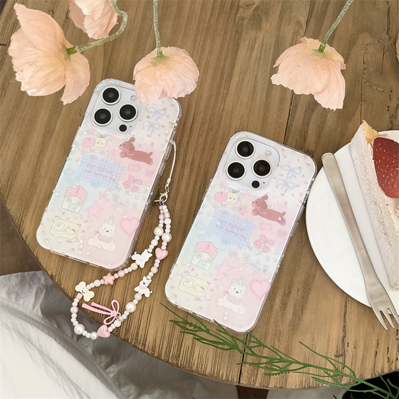 Divertido de dibujos animados florales West Highland para Apple 16PorMax funda para teléfono móvil 15Pro cadena 14/13 nuevo 15PM