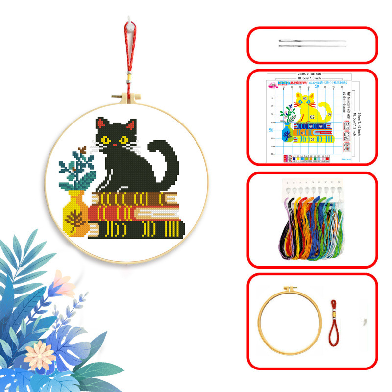 Decoración de estudio paquete de materiales de bordado cruzado para aprender todo el camino acompañado DIY hecho a mano en casa al por mayor image 9