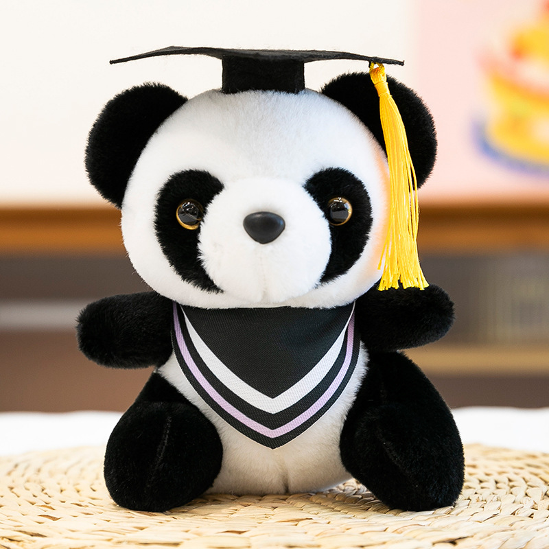 Doctor panda temporada de graduación muñeca de peluche muñeca panda colgante llavero logotipo impreso regalo
