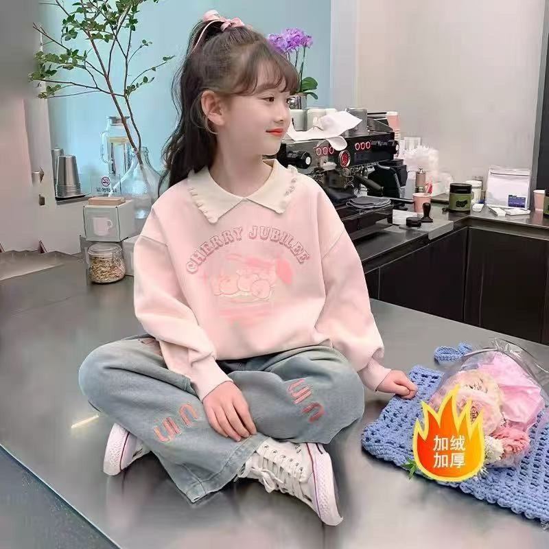 女童卫衣春秋2025新款洋气超好看童装女孩秋装衣服儿童polo领上衣
