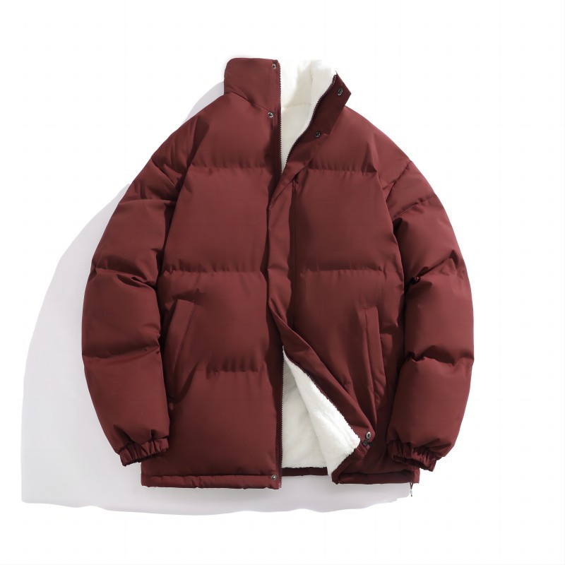 Stand-up Collar Padded Jacket For Men And Women With Fleece Loose Padded Jacket For Couples With Padded Jacket For Men With Fleece_viptrois.com