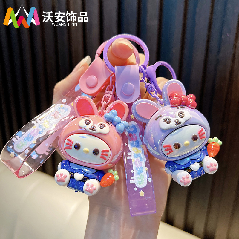 Goma suave variedad conejito llavero lindo muñeca mochila colgante llavero de coche máquina de muñecas pequeño regalo