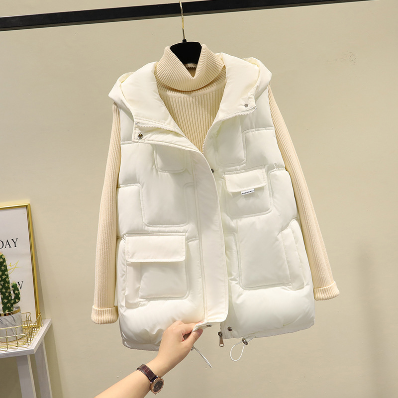 Otoño y invierno de 2022 nuevo estilo coreano suelto moda chaleco de algodón plumón chaleco de algodón chaleco de invierno damas abrazadera image 7